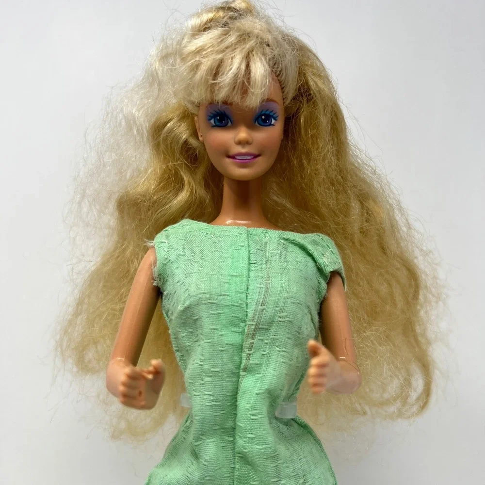 Mattel Barbie Doll 11.5‎ Inch Blonde Green Jumpsuit Gold Shoes 1966 Body 1980s